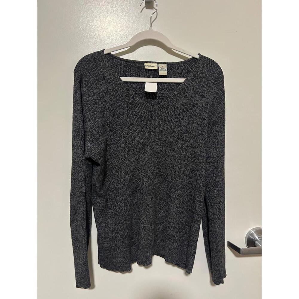 Vintage Cherokee Sweater XL Made in Japan Gray Knit Long Sleeve Pullover
